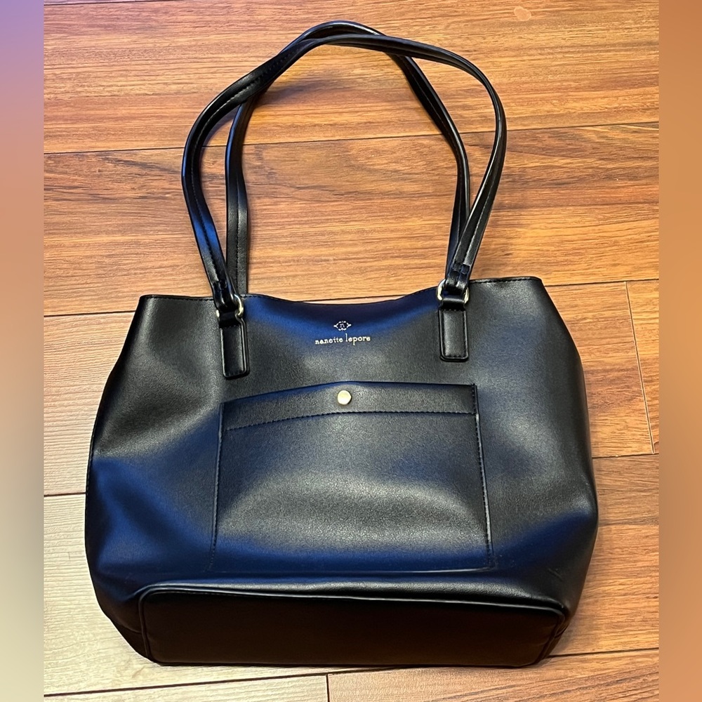 Nanette Lepore Sleek Black Tote Bag